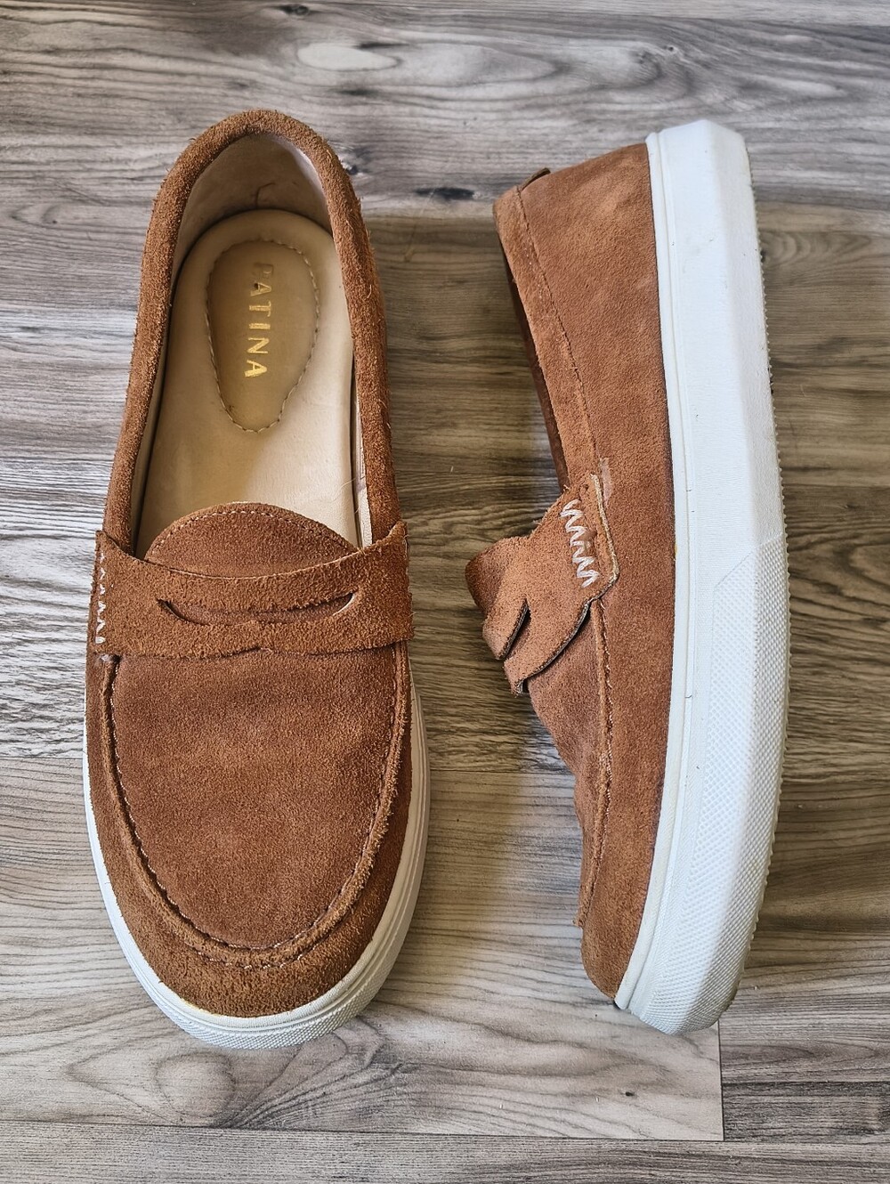 Portland Leather Goods Patina Suede Boardwalk Penny Loafer Women's Size 7.5